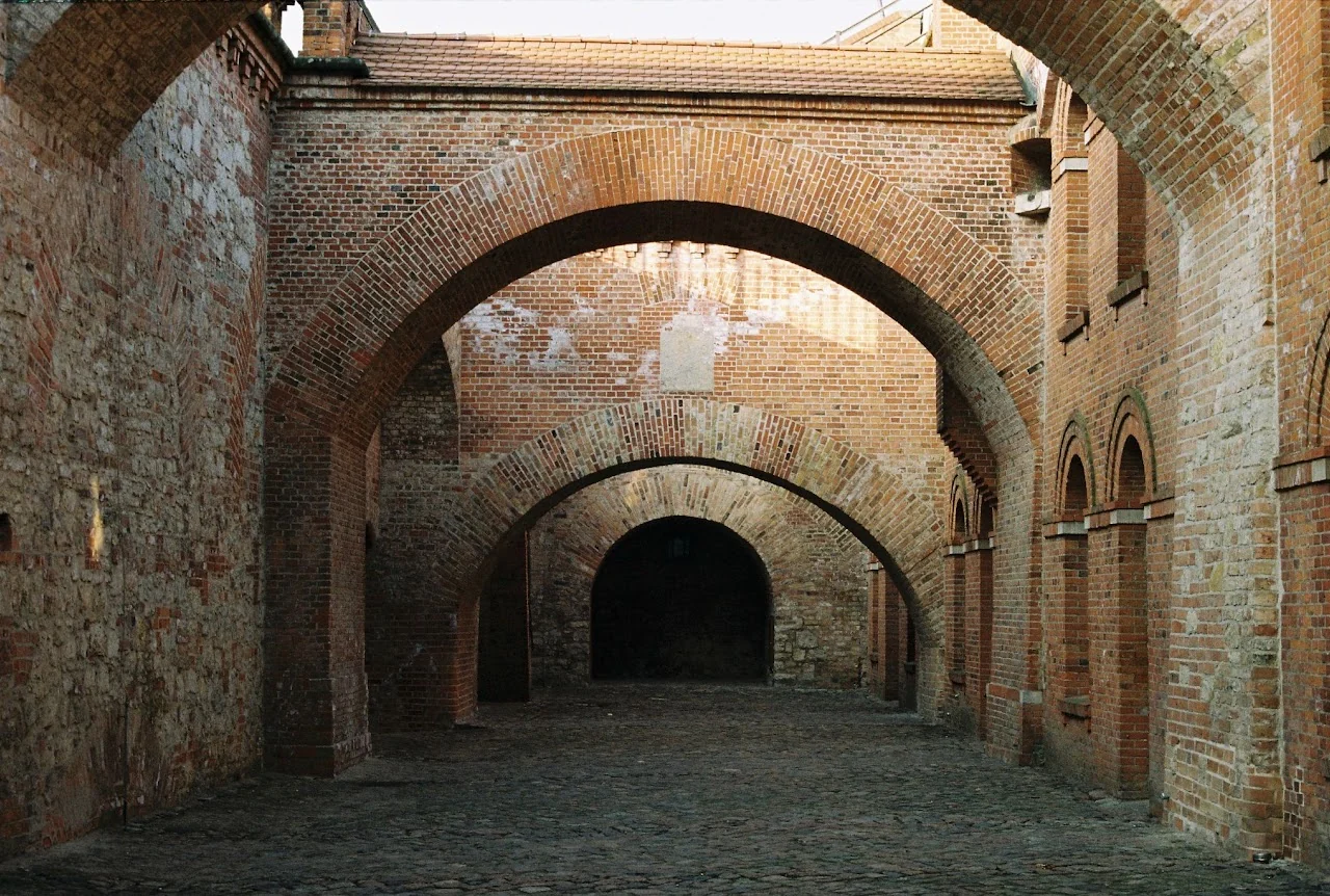 Historic brick arches in Spandau photographed on analog film